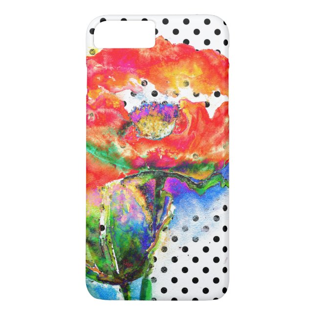 Roter Poppy schwarz-weiße Polka-Punkte Case-Mate iPhone Hülle (Rückseite)