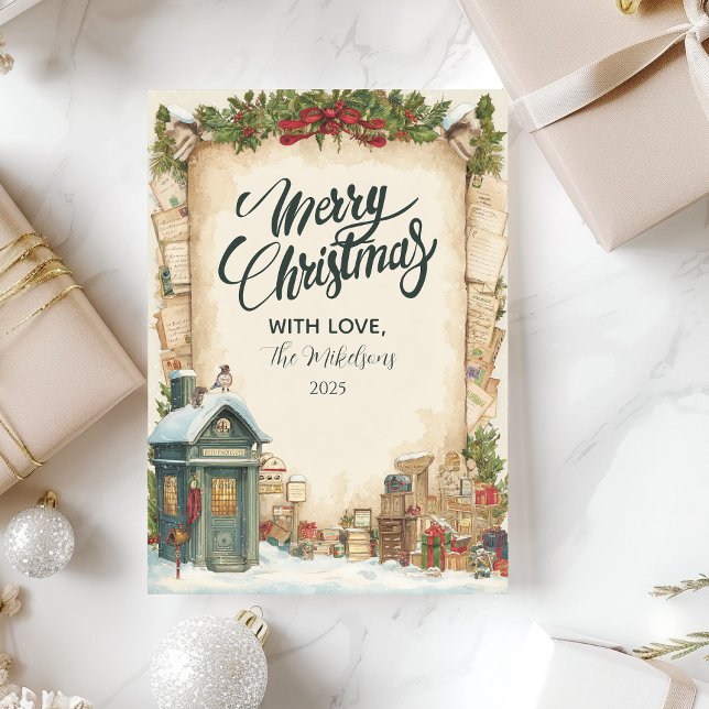 Roter Postkasten Winterurlaub Feiertagskarte (Von Creator hochgeladen)