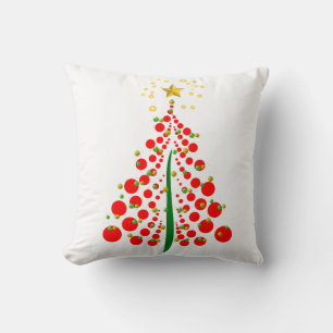 Roter Punkt-Weihnachtsbaum und goldener Stern Kissen