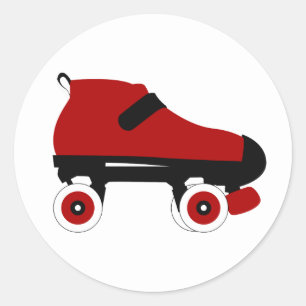 Roter Quad-Skate Runder Aufkleber