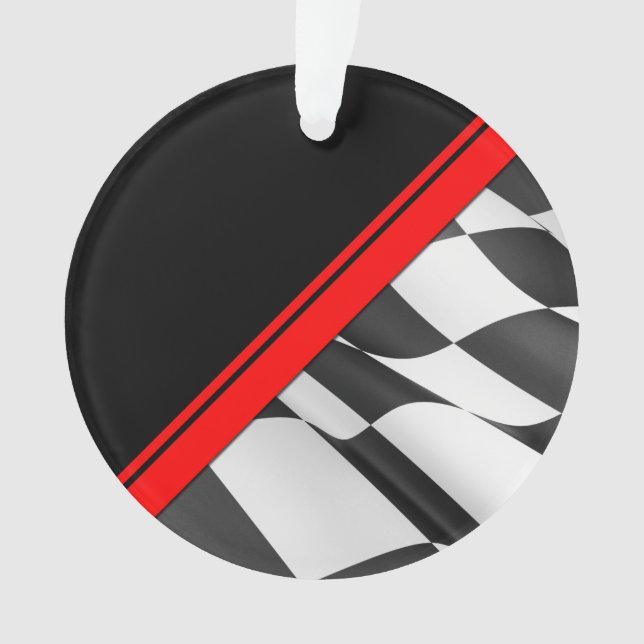 Roter Race Stripe Schachtelfahne Ornament (Vorderseite)