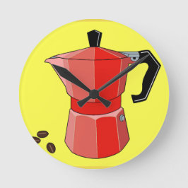 Roter Regenbogen-Espresso Runde Wanduhr