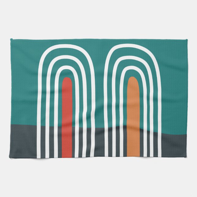 Roter Regenbogen mit weißer Linie im Hintergrund Geschirrtuch (Horizontal)