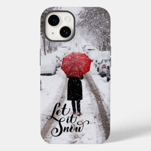 Roter Regenschirm im Winter Wunderland - Lass es s Case-Mate iPhone 14 Hülle