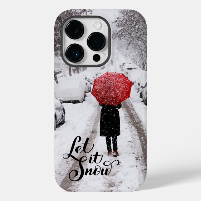 Roter Regenschirm im Winter Wunderland - Lass es s Case-Mate iPhone 14 Pro Hülle (Rückseite)
