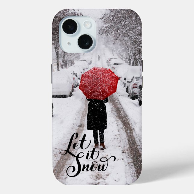 Roter Regenschirm im Winter Wunderland - Lass es s Case-Mate iPhone Hülle (Rückseite)