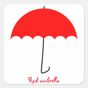 Roter Regenschirm Quadratischer Aufkleber