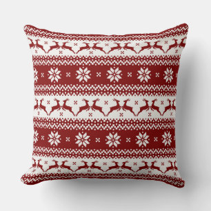 Roter Reindeer Snowflake Reversible PIllow Kissen