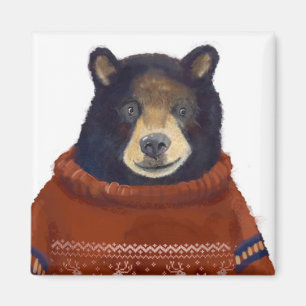 Roter Ren-Strickjacke-Bär Magnet