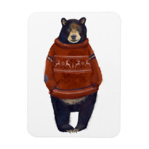 Roter Ren-Strickjacke-Bär Magnet