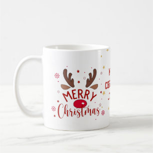 Roter Rentiere-Blumen-Weihnachts-Kaffeebecher Kaffeetasse