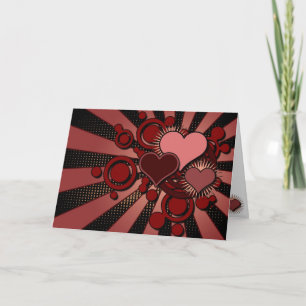 Roter Retro Herz-Valentinstag Feiertagskarte