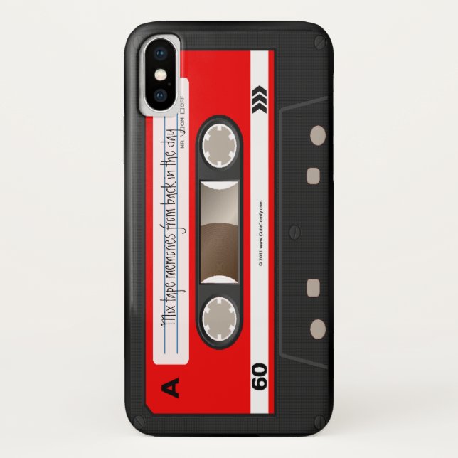 Roter Retro Kassetten-Band-personalisierter Kasten Case-Mate iPhone Hülle (Rückseite)