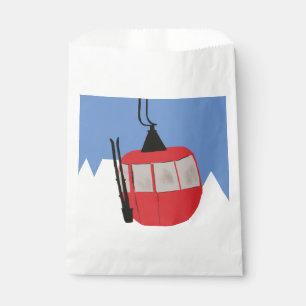 Roter Retro Skilift Schneeberg Skifahrer Geschenktütchen