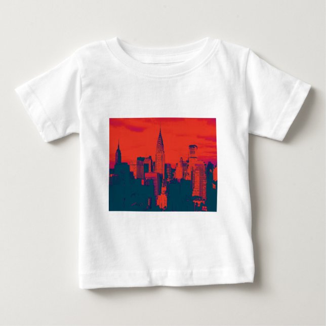 Roter Retro-Stil Pop Art New York City Baby T-shirt (Vorderseite)