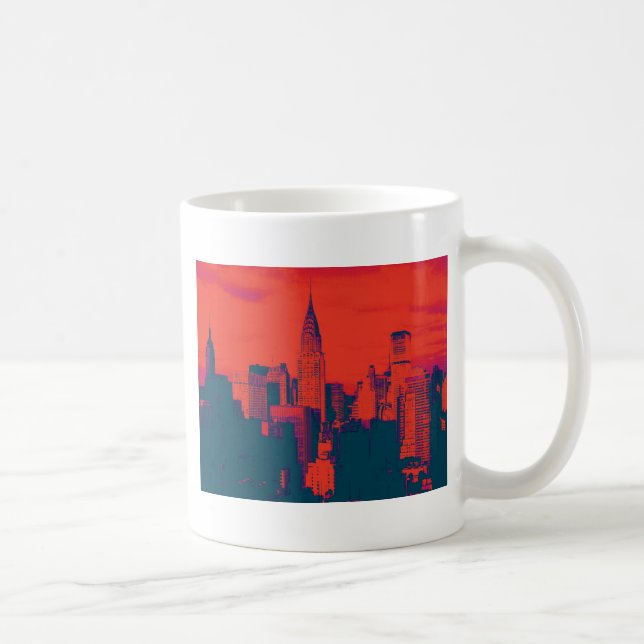 Roter Retro-Stil Pop Art New York City Kaffeetasse (Rechts)
