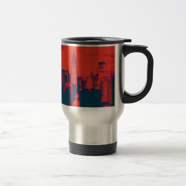 Roter Retro-Stil Pop Art New York City Reisebecher (Rechts)