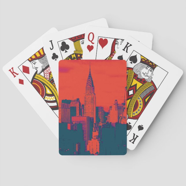Roter Retro-Stil Pop Art New York City Spielkarten (Rückseite)