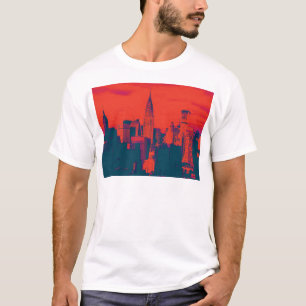 Roter Retro-Stil Pop Art New York City T-Shirt