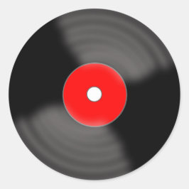 Roter Retro Vinyl Record Party Stickers