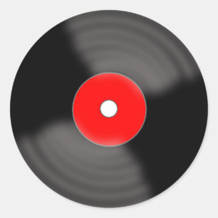 Roter Retro Vinyl Record Party Stickers