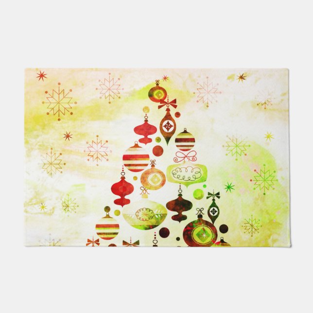 Roter Retro Weihnachtsbaum Fußmatte (Vorderseite)