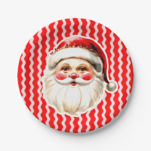 Roter Retro-Weihnachtsmann Roter Ric Rac Weihnacht Pappteller