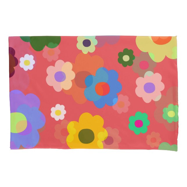 Roter Retro Y2K Blume Muster Tropisches Flora Kissenbezug (Vorderseite)