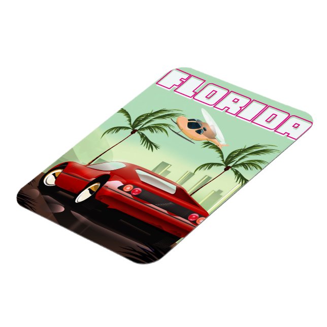 Roter Retrosportwagen Magnet (Linke Seite)