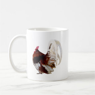 Roter Rooster mit Federn aus weißem Schwanz Kaffeetasse