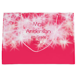 Roter rosa Glitzer funkelt zurück zur Schullehreri Große Geschenktüte