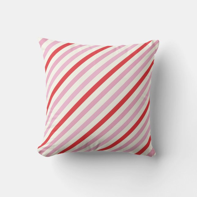 Roter rosa Herzvalentine-Retro buntes Kissen Für Draußen (Vorderseite)