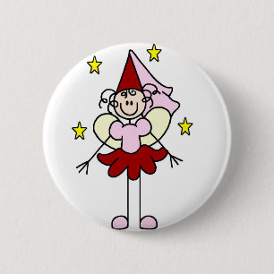 Roter/rosa Knopf Prinzessin-Strichmännchen Button