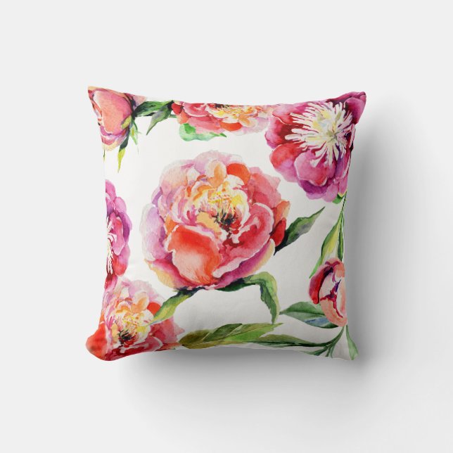 Roter Rosa-Rosa-Peonton Kissen (Vorderseite)