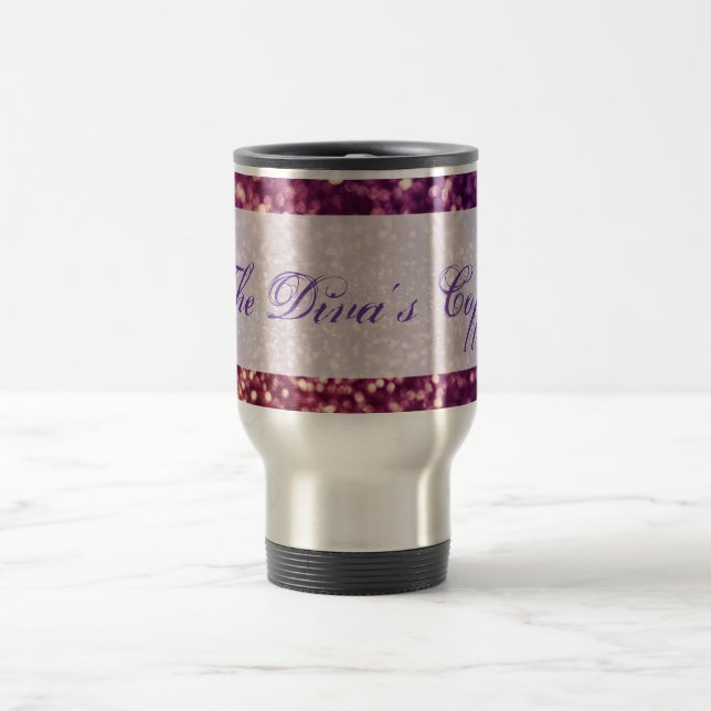 Roter rosa und lila Schein-Diva-Glitzer-Entwurf Reisebecher (Mittel)