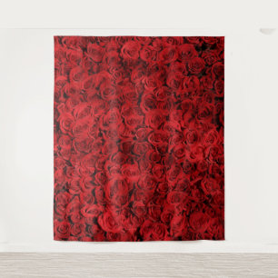 Roter Rosen-Blumen-Foto-Hintergrund-Teppich Wandteppich