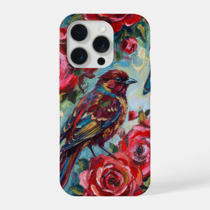 Roter Rosen-Blumenmuster-iPhone-Schutzhülle iPhone 15 Pro Hülle