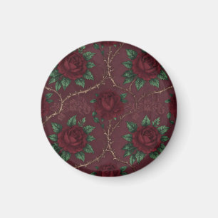 Roter Rosen-Dorn-Kranzmuster Magnet
