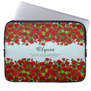 Roter Rosengarten Florale Individuelle Namen Roman Laptopschutzhülle