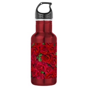 Roter Rosengarten Florales Nahtloses Romantisches Edelstahlflasche