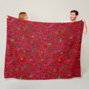 Roter Rosengarten Florales Nahtloses Romantisches Fleecedecke
