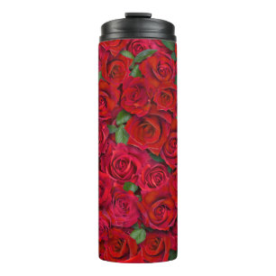 Roter Rosengarten Florales Nahtloses Romantisches Thermosbecher
