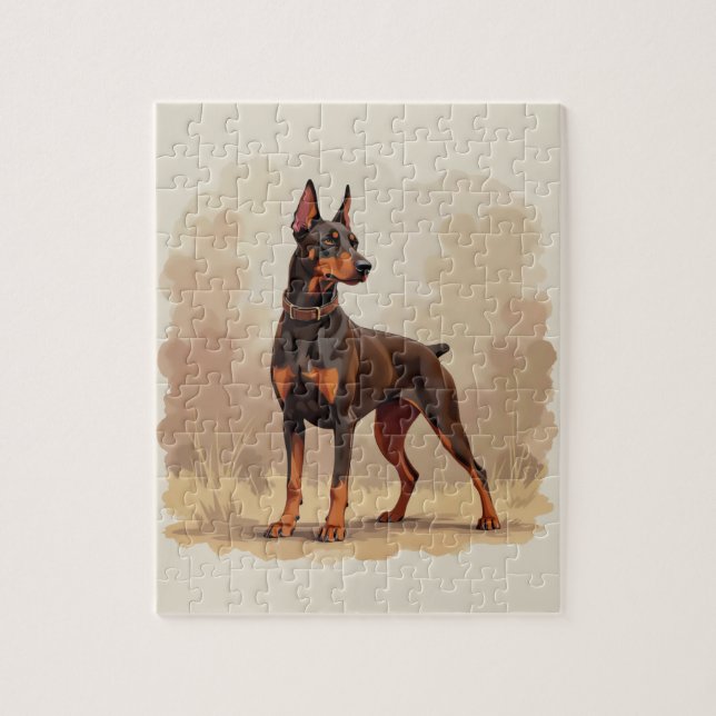 Roter Rostbrauner Dobermann Pinscher Hund (Vertikal)