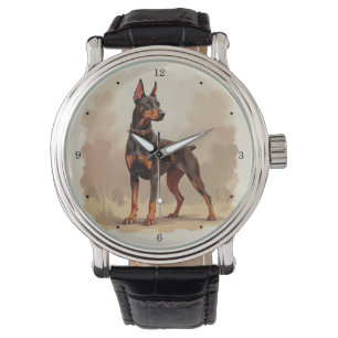 Roter Rostbrauner Dobermann Pinscher Hund Armbanduhr