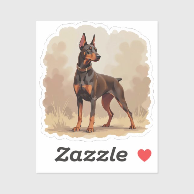 Roter Rostbrauner Dobermann Pinscher Hund Aufkleber (Blatt)