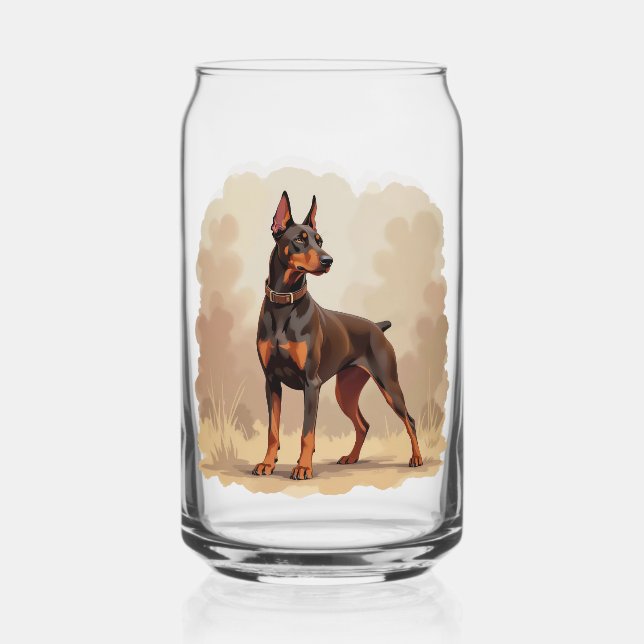 Roter Rostbrauner Dobermann Pinscher Hund Dosenglas (Vorderseite)