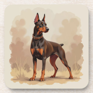 Roter Rostbrauner Dobermann Pinscher Hund Getränkeuntersetzer