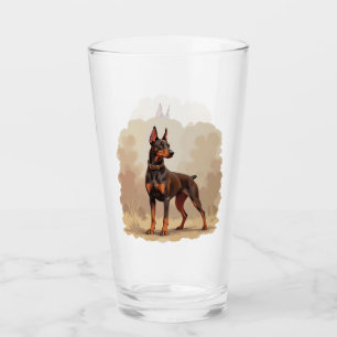 Roter Rostbrauner Dobermann Pinscher Hund Glas