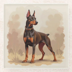 Roter Rostbrauner Dobermann Pinscher Hund Glasuntersetzer