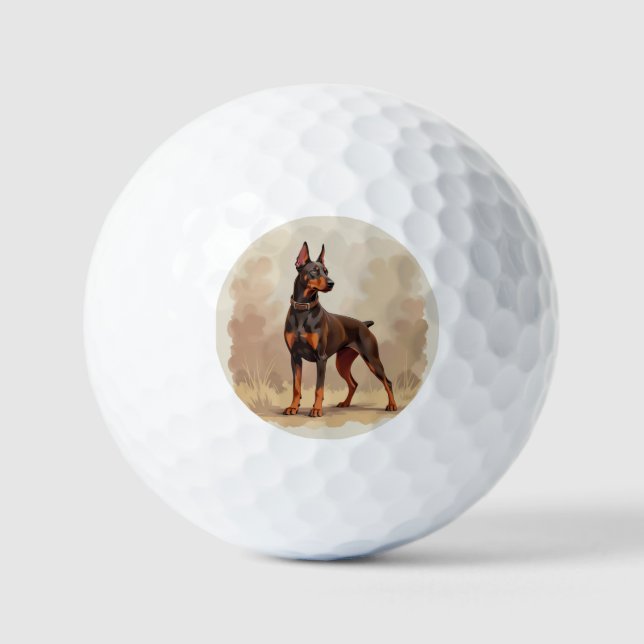 Roter Rostbrauner Dobermann Pinscher Hund Golfball (Vorderseite)